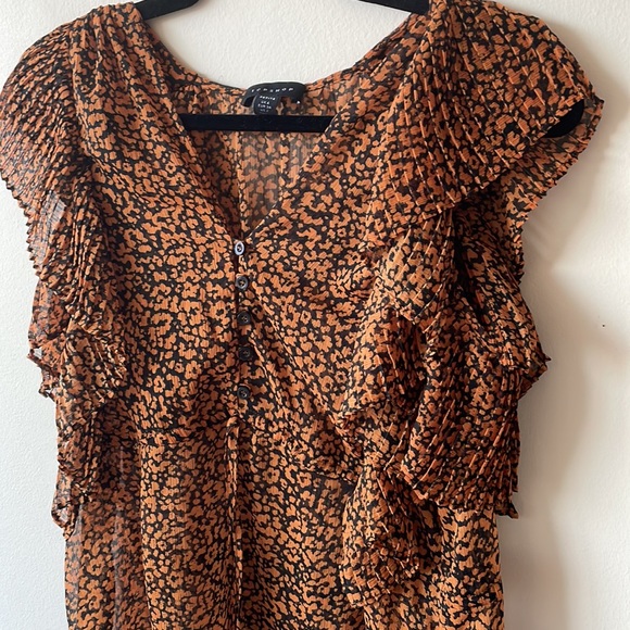 Topshop - orange and black top size 2 - Picture 2 of 6